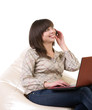 Young woman with notebook isolated on a white background