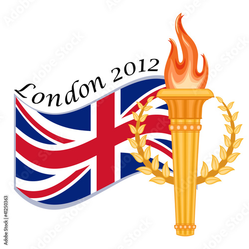 Vector: London 2012 - international sports games, flag and torch London 2012 - international sports games, flag and torch