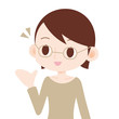 眼鏡をかけた女性　上半身 案内