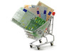 euro in einkaufswagen