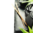 Green tea and chopsticks