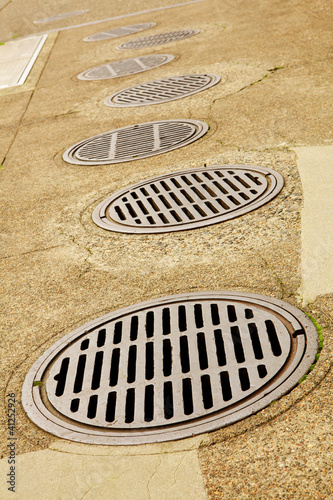 Photo: Line up of Sewer Drains Line up of Sewer Drains