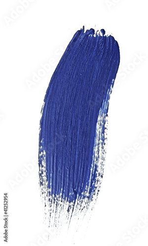 Photo: blue stroke of the paint brush isolated on white blue stroke of the paint brush isolated on white