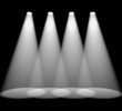Four White Spotlights In A Row On Black For Highlighting Product