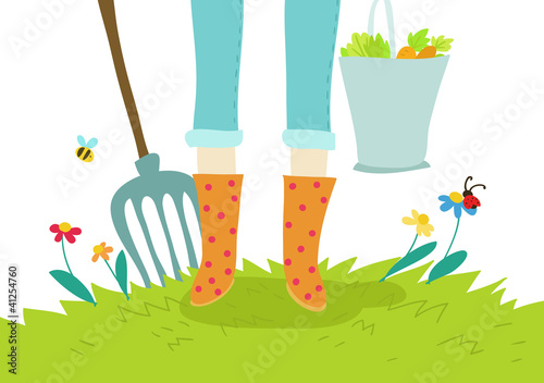 Illustration: giardino e orto illustrazione concept giardino e orto illustrazione concept
