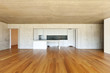 modern concrete house with hardwood floor,  kitchen