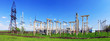 The Substation and Power Transmission Lines. Panorama