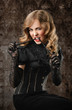 vintage style sensual portrait on retro background.