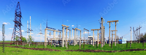 Photo: The Substation and Power Transmission Lines. Panorama The Substation and Power Transmission Lines. Panorama