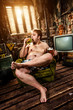 fat man eating hamburger