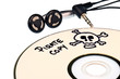 Music piracy with pirate copy cd and headphones