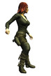 Sexy female spy in dark leather