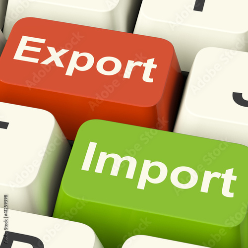 Illustration: Export And Import Keys Showing International Trade Or Global Com Export And Import Keys Showing International Trade Or Global Com