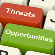 Threats And Opportunities Computer Keys Showing Business Risks O