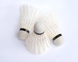 Three white feather badminton shuttlecocks closeup Three white feather badminton shuttlecocks closeup