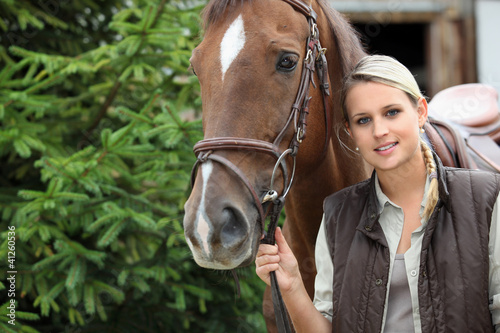 Photo: Blonde girl with horse Blonde girl with horse