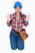 Scared female worker