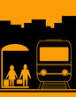 urban background with man and woman waiting travel