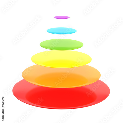 Illustration: Six layer cone pyramid isolated Six layer cone pyramid isolated