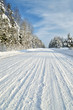 Road in a countryside in sunny winter day.