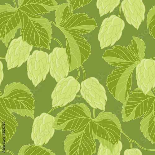 Vector: Hop Ornament On Green Grunge Background, Vector Illustration Hop Ornament On Green Grunge Background, Vector Illustration