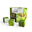 3d cube with photo over white background