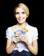Business woman holding a cash bonanza