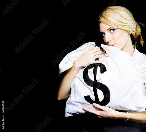 Photo: Business Woman In Love With Financial Success Business Woman In Love With Financial Success