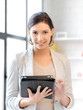 happy woman with tablet pc computer