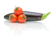 eggplant and tomato on a white background
