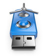 Data security concept. USB flash drive with lock. 3D isolated on Data security concept. USB flash drive with lock. 3D isolated on