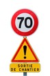 Signalisation de danger temporaire avec limitation de vitesse