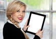 businesswoman holding tablet