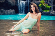 Beautiful Girl Relaxing at Tropical Resort