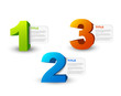 One two three - 3D vector progress icons