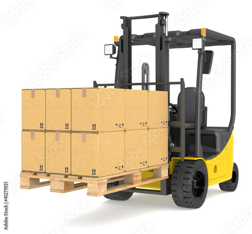 Illustration: Forklift Truck and Pallet. Forklift Truck and Pallet.