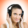 Photo: Beautiful woman with headphones Beautiful woman with headphones