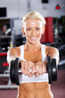 active woman doing workout using dumbbell active woman doing workout using dumbbell