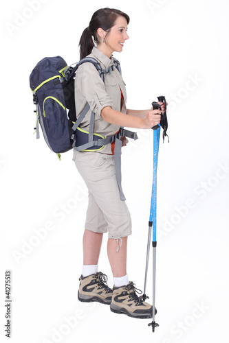 Photo: A hiker with her gear A hiker with her gear