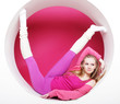 woman posing in pink circle