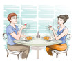 young couple at the cafe
