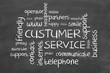 Customer service word cloud on chalkboard