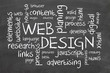 Web Design word cloud  on chalkboard