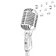 hand drawn vector microphone with note. isolated hand drawn vector microphone with note. isolated