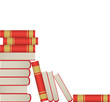 Pile of books in red cover on white background Pile of books in red cover on white background