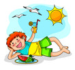 Vektor: kid enjoying summer kid enjoying summer