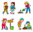 kids working in the garden