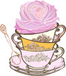 tea cup background with flower