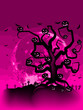 Halloween Tree with Bats and Pumpkins. EPS 8