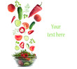 fresh salad  vegetables isolated on white background